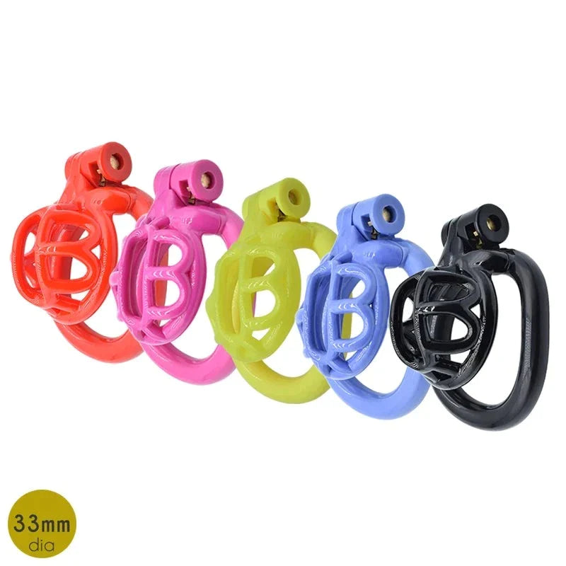 Colorful Super DS Plastic Chastity Cage with 4 Penis Rings 3D Printed Flat Cock Cage Sissy Femboy BDSM Harness