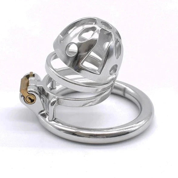 Small Stainless Steel Chastity Cage in 3 Sizes with Adjustable PU Strap Metal Cock Cage Male Chastity Device