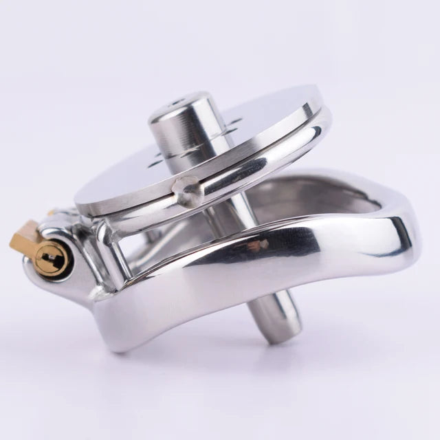 3 in 1 Realistic Clit Chastity Cage with Detachable Silicone/Metal Catheter Metal Flat Chastity Device For Sissy