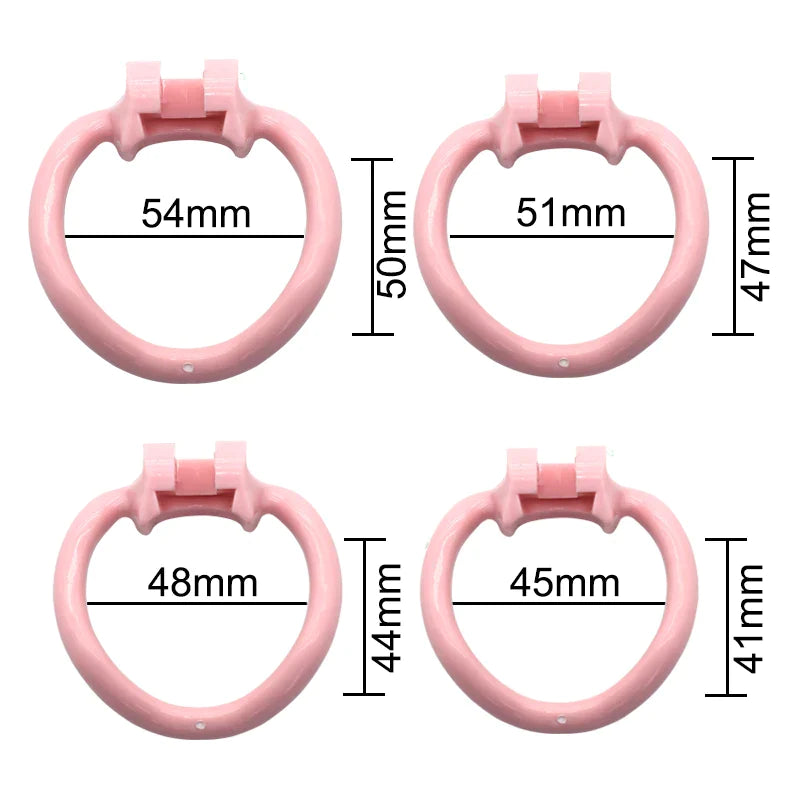 Dolphin Plastic Chastity Cage with 4 Penis Rings Lightweight Cock Cage Set - Pink/Green/Black/Nude/Transparent