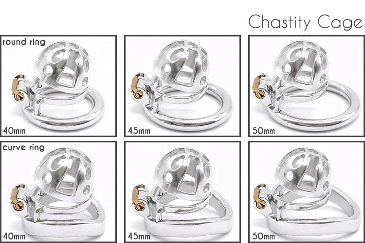 Small Stainless Steel Chastity Cage in 3 Sizes with Adjustable PU Strap Metal Cock Cage Male Chastity Device