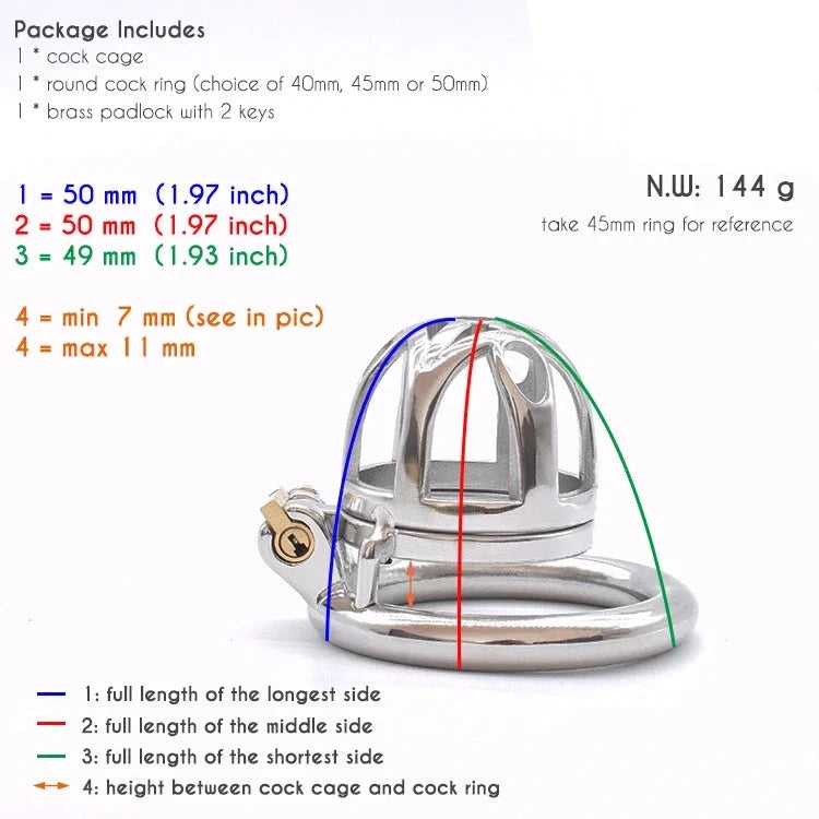 Tiny Metal Chastity Cage with Urine Hole Durable Stainless Steel Small Cock Cage For Men