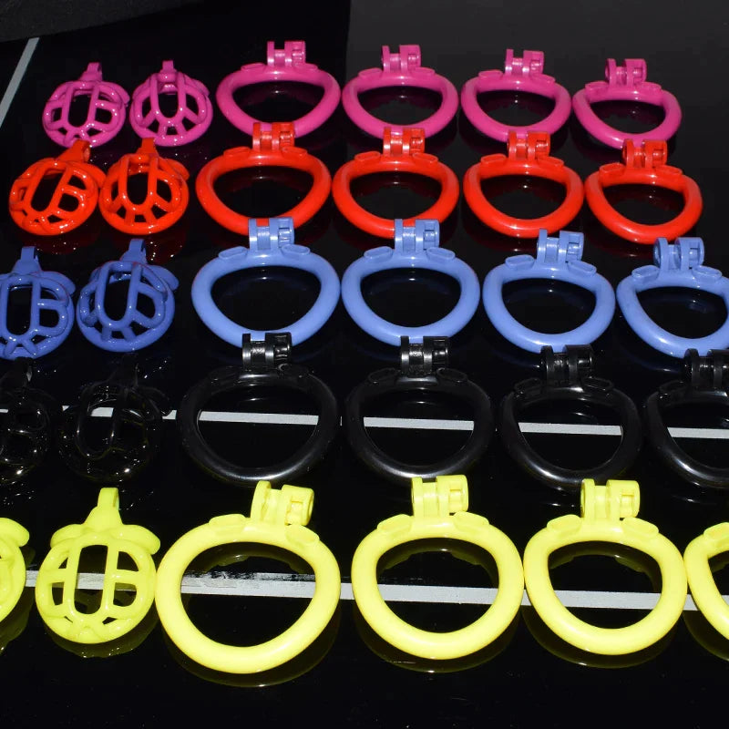 Colorful Super DS Plastic Chastity Cage with 4 Penis Rings 3D Printed Flat Cock Cage Sissy Femboy BDSM Harness