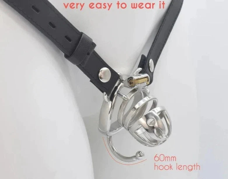 Small Stainless Steel Chastity Cage in 3 Sizes with Adjustable PU Strap Metal Cock Cage Male Chastity Device