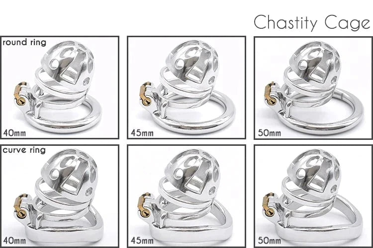 Small Stainless Steel Chastity Cage in 3 Sizes with Adjustable PU Strap Metal Cock Cage Male Chastity Device