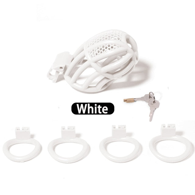 Short/Long Plastic Chastity Cage Set with 4 Penis Rings 3D Printed Cock Cage For Cuckhold Chastity Device