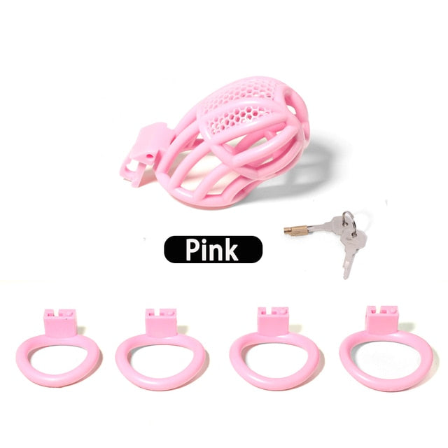 Short/Long Plastic Chastity Cage Set with 4 Penis Rings 3D Printed Cock Cage For Cuckhold Chastity Device