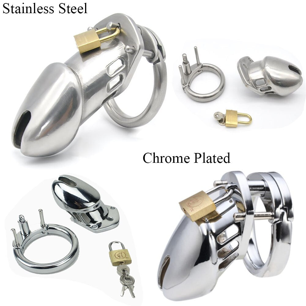 Stainless Steel Chastity Cage For Men Full Covered Metal Cock Cage For Cuckold Husband 