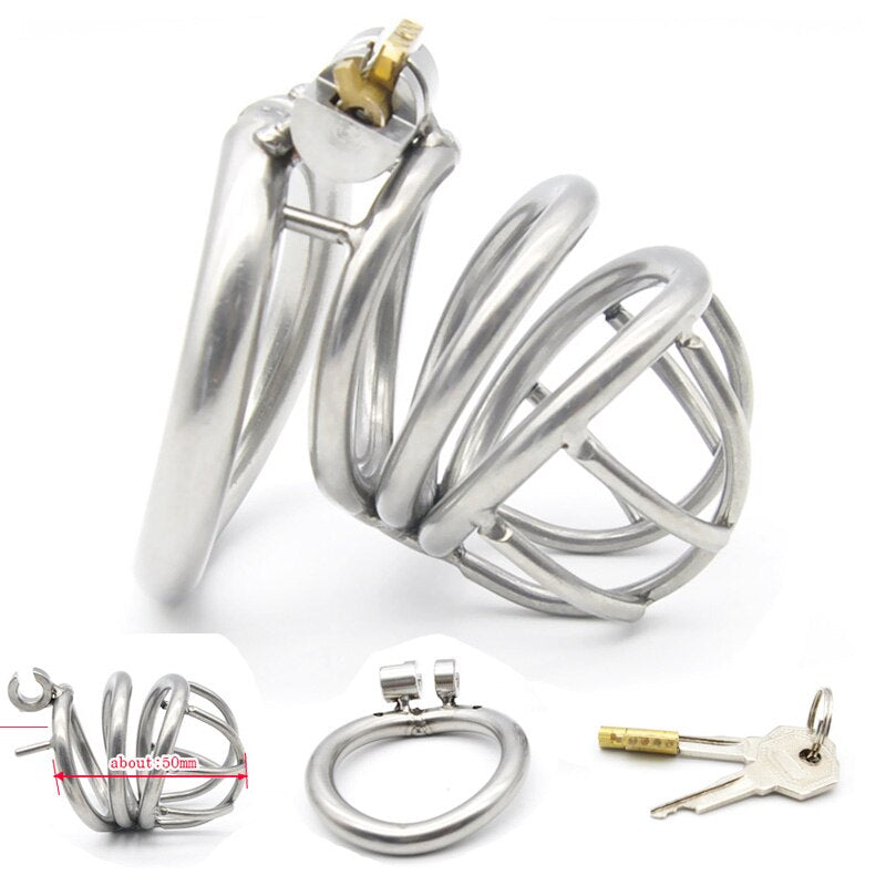 Small Metal Chastity Cage For Men Breathable Hollow Metal Cock Cage with Wild Urethral Hole