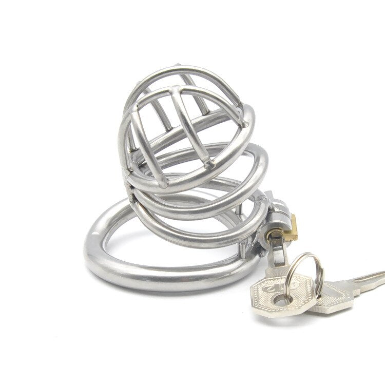 Small Metal Chastity Cage For Men Breathable Hollow Metal Cock Cage with Wild Urethral Hole