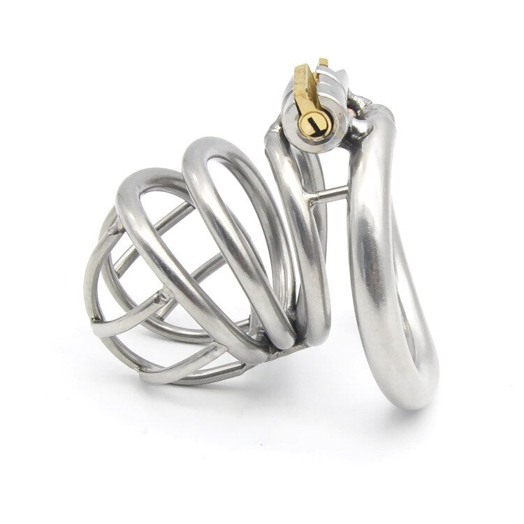 Small Metal Chastity Cage For Men Breathable Hollow Metal Cock Cage with Wild Urethral Hole