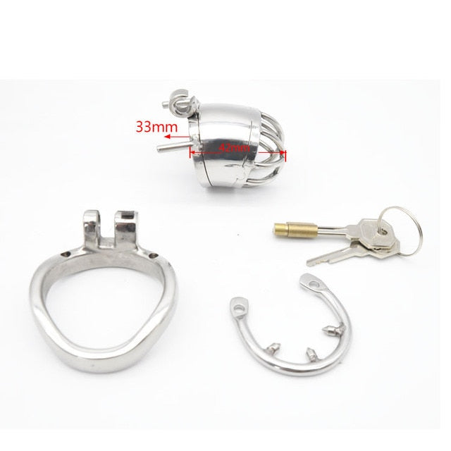 Metal Chastity Cage with Open Urination Hole and Spiked Ring Breathable Cock Cage For Men