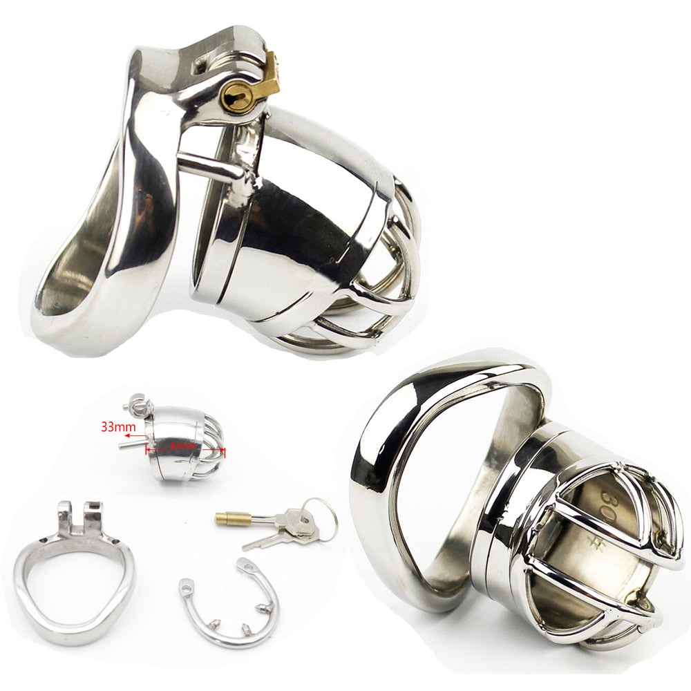 Metal Chastity Cage with Open Urination Hole and Spiked Ring Breathable Cock Cage For Men