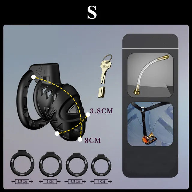 Urethral Mamba Chastity Cage with Strap and Anal Plug 3D Printed Cock Cage with butt plug for cuckold BDSM gear