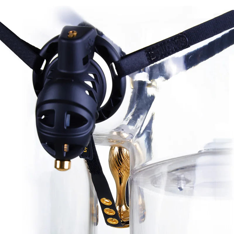 Urethral Mamba Chastity Cage with Strap and Anal Plug 3D Printed Cock Cage with butt plug for cuckold BDSM gear