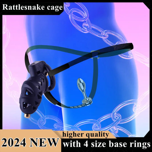 Urethral Mamba Chastity Cage with Strap and Anal Plug 3D Printed Cock Cage with butt plug for cuckold BDSM gear