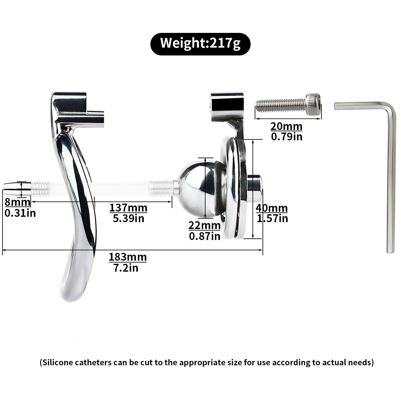 Micro Inverted Chastity Cage with Silicone Urethral Catheter and Strap Negative Flat Cock Cage For Men