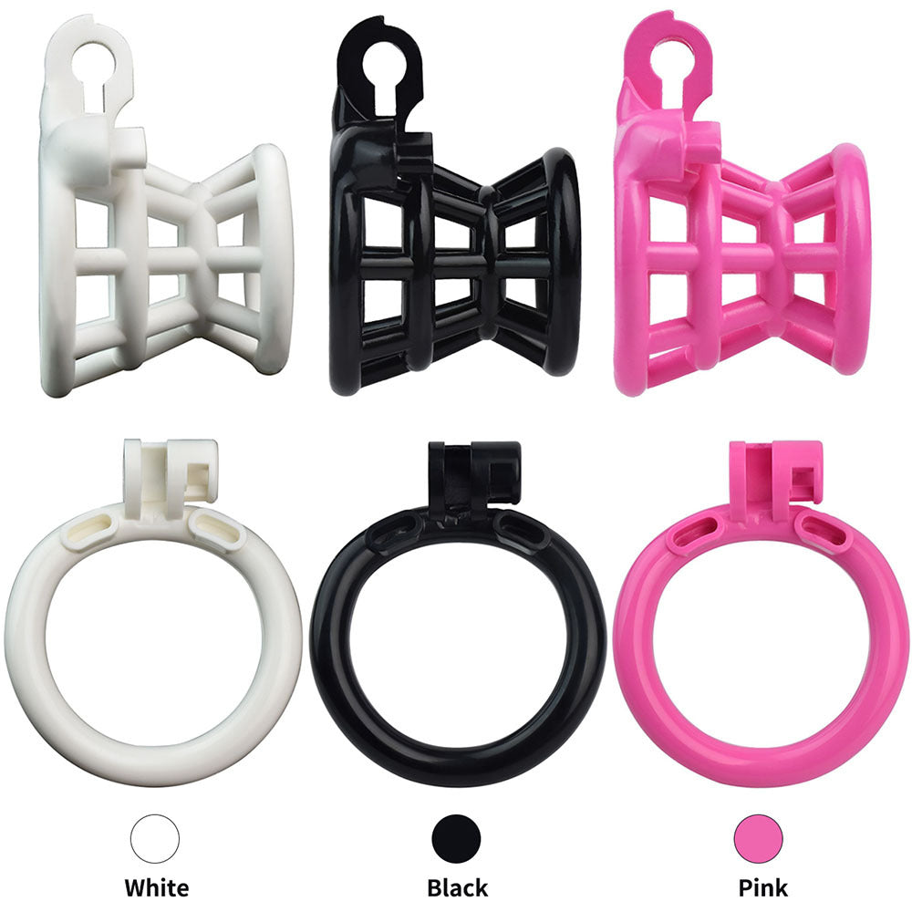 Black/Pink/White 3D Printed Negative Chastity Cage Set Small Inverted Cock Cage For Men