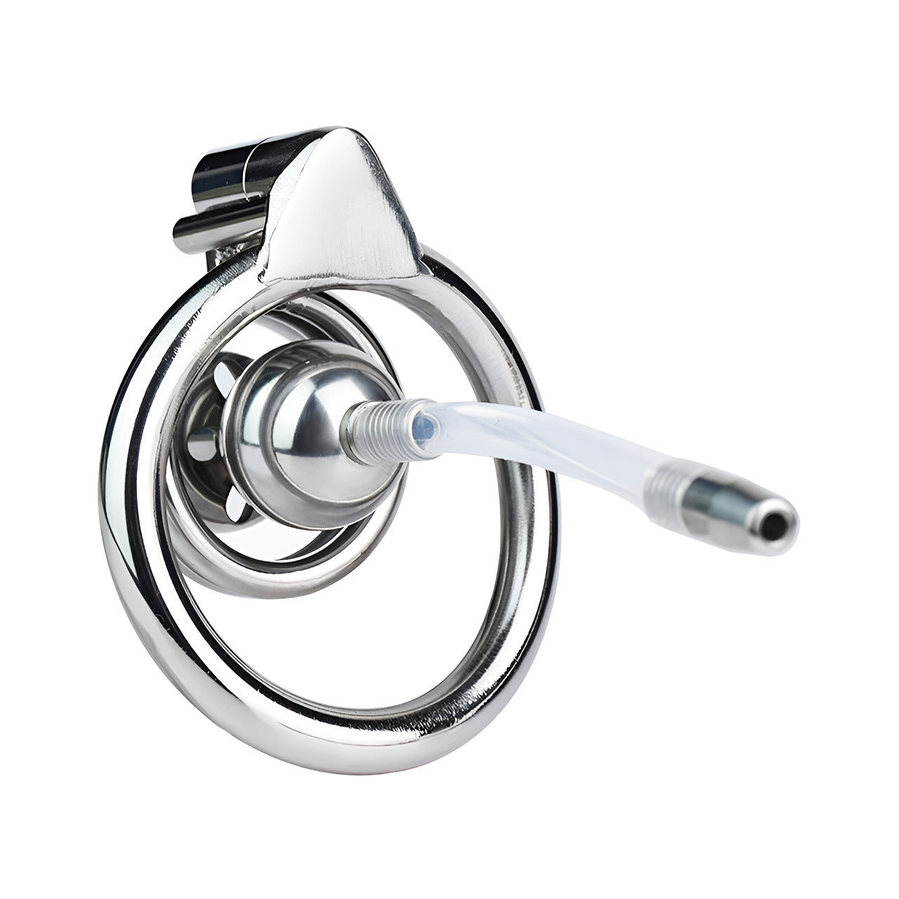 Micro Inverted Chastity Cage with Silicone Urethral Catheter and Strap Negative Flat Cock Cage For Men