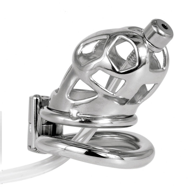 Metal Cobra Chastity Cage with Soft Silicone Urethral Catheter Tube 304 Stainless Steel Small Cock Cage For Men