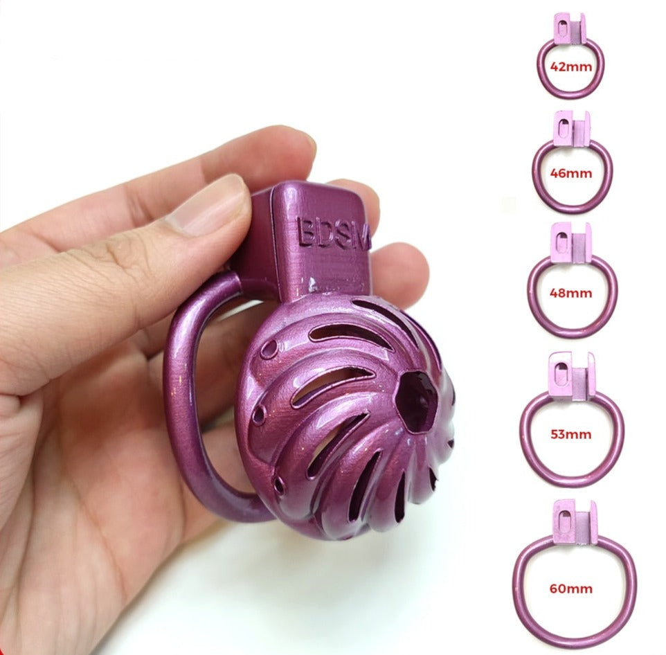 Small Purple Shell Chastity Cage Micro 3D Printed Resin Cock Cage For Sissy Ladyboy Femboy Sex Slave Training