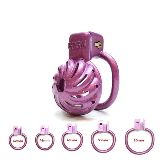 Small Purple Shell Chastity Cage Micro 3D Printed Resin Cock Cage For Sissy Ladyboy Femboy Sex Slave Training