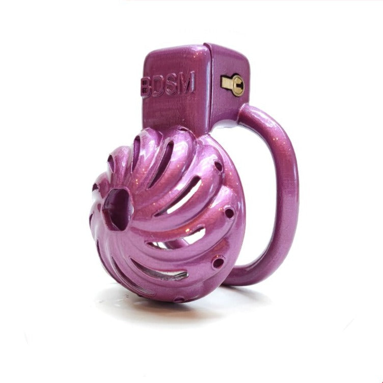 Small Purple Shell Chastity Cage Micro 3D Printed Resin Cock Cage For Sissy Ladyboy Femboy Sex Slave Training