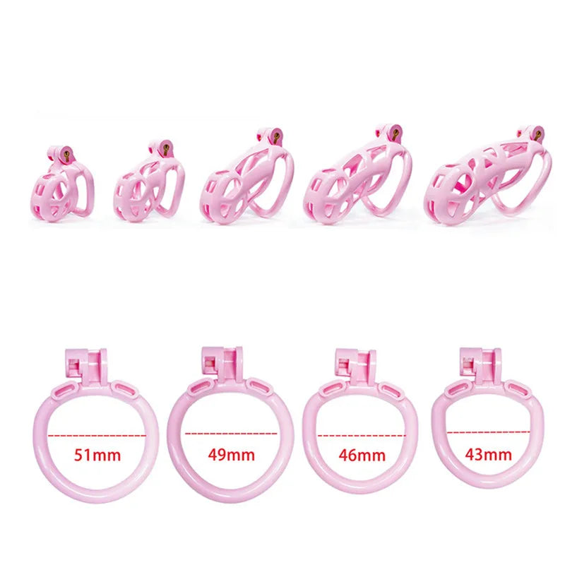 Lightweight Pink Chastity Cage With 4 Rings - KeepMeLocked