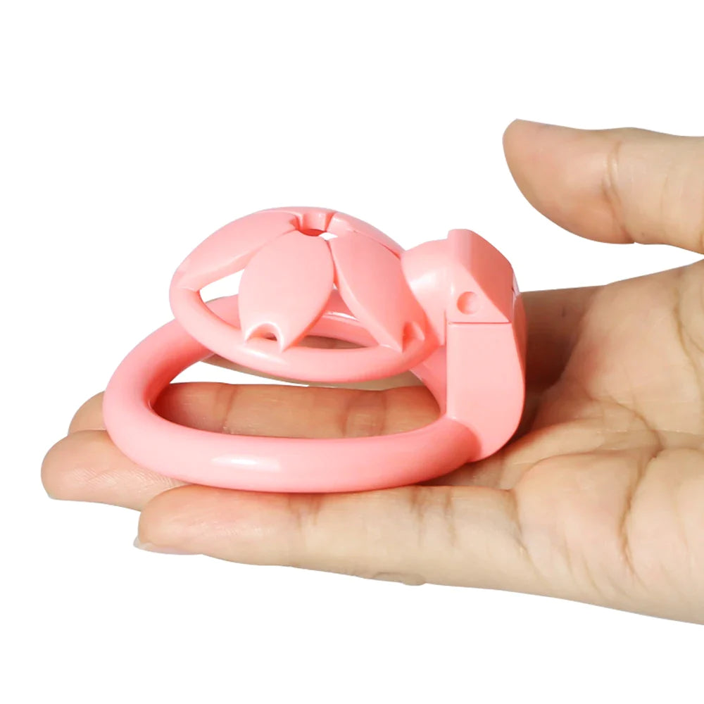 Small Cute Sakura Resin Chastity Cage Micro Tiny Flat Cock Cage For Sissy Ladyboy Femboy Crossdresser