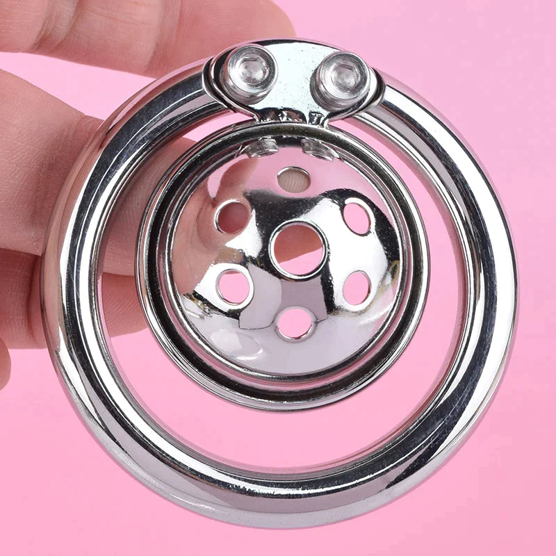 Super Tiny Chastity Cage with Metal Urethral Tube Hemisphere Stainless Steel Small Compact Cockcage