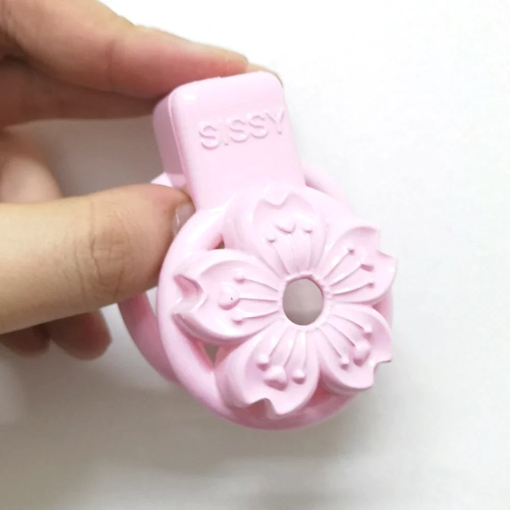 Pink Sakura Flat Chastity Cage For Sissy 3D Printed Micro Cock Cage For Ladyboy Femboy Crossdresser