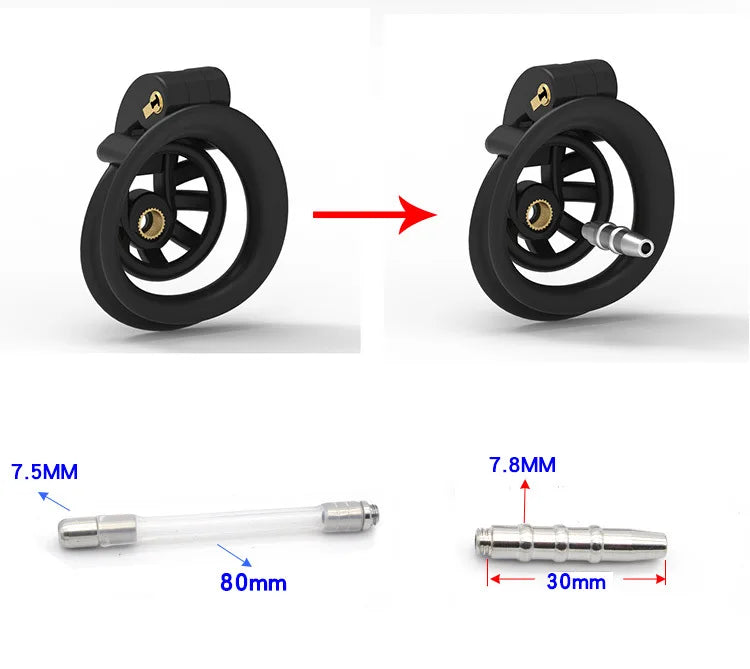 Positive/Negative Inverted Chastity Cage with Metal/Silicone Urethral Tube Resin 3D Printed Chastity Device For Men