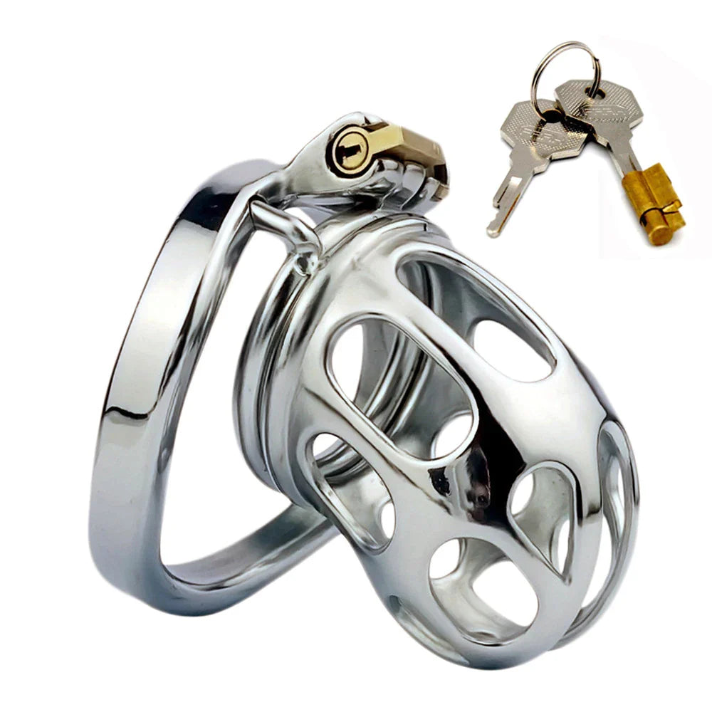 Stainless Steel Cobra Chastity Cage with Big Urine Hole Metal Cock Cage For Men Anti-Escape Anti-Masturbation