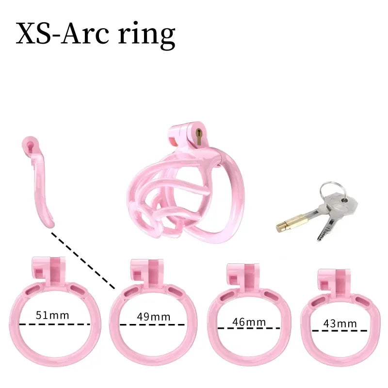 3D Printed Spiral Pink Chastity Cage Set with 4  Penis Rings Pink Cockcage For Ladyboy and Sissy