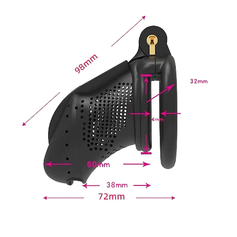 Breathable 3D Printed Chastity Cage with 4 Rings Lightweight Plastic Cock Cage Chastity Device For Men