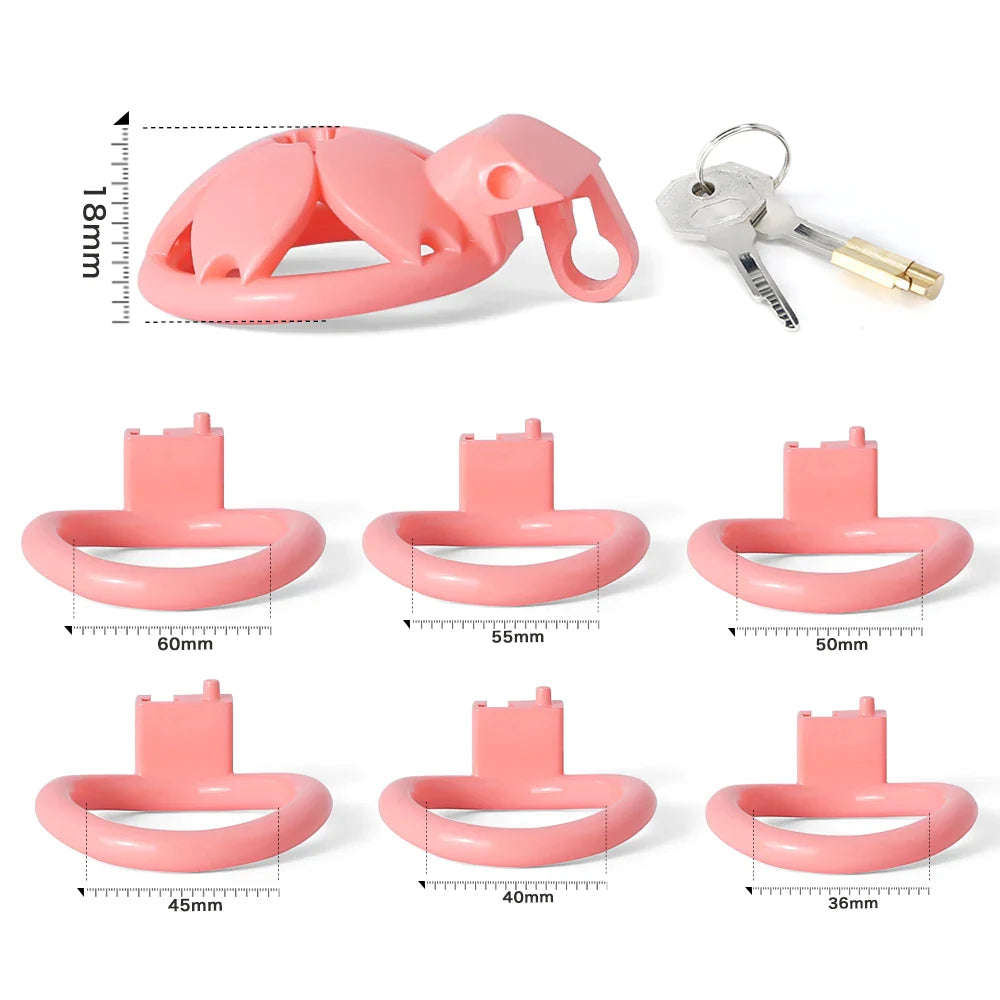 Small Cute Sakura Resin Chastity Cage Micro Tiny Flat Cock Cage For Sissy Ladyboy Femboy Crossdresser