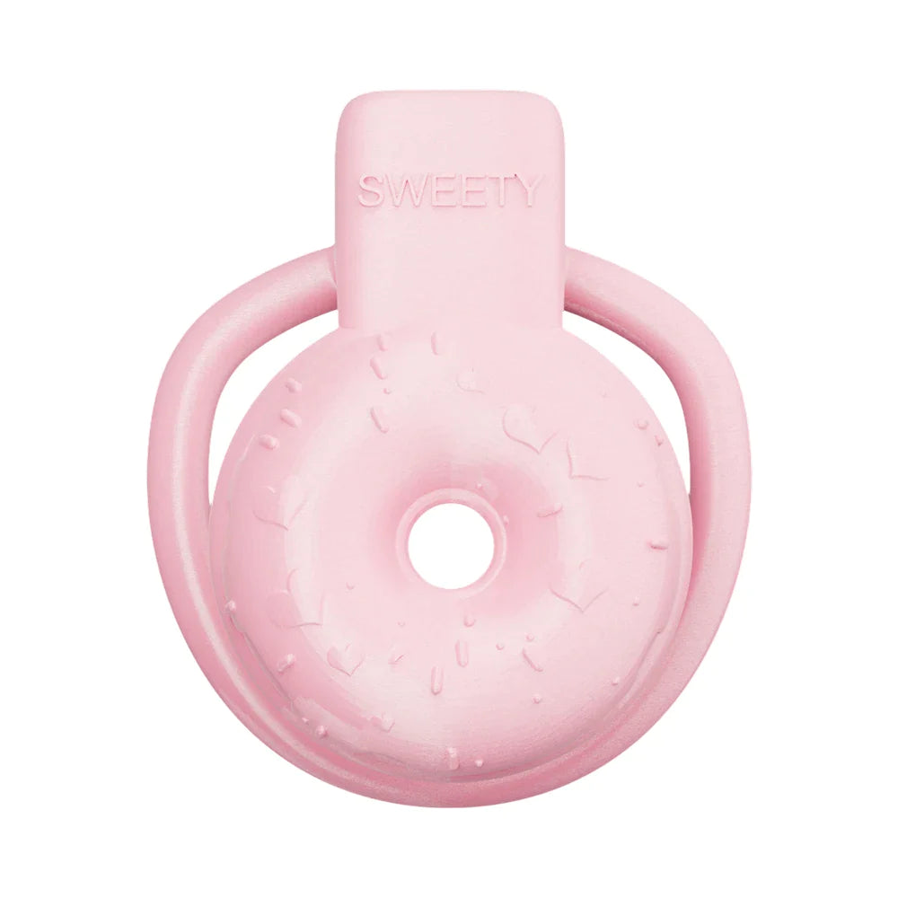 Cute Pink Donut Chastity Cage Resin Micro 3D Printed Flat Cock Cage For Sissy Femboy Ladyboy Crossdresser