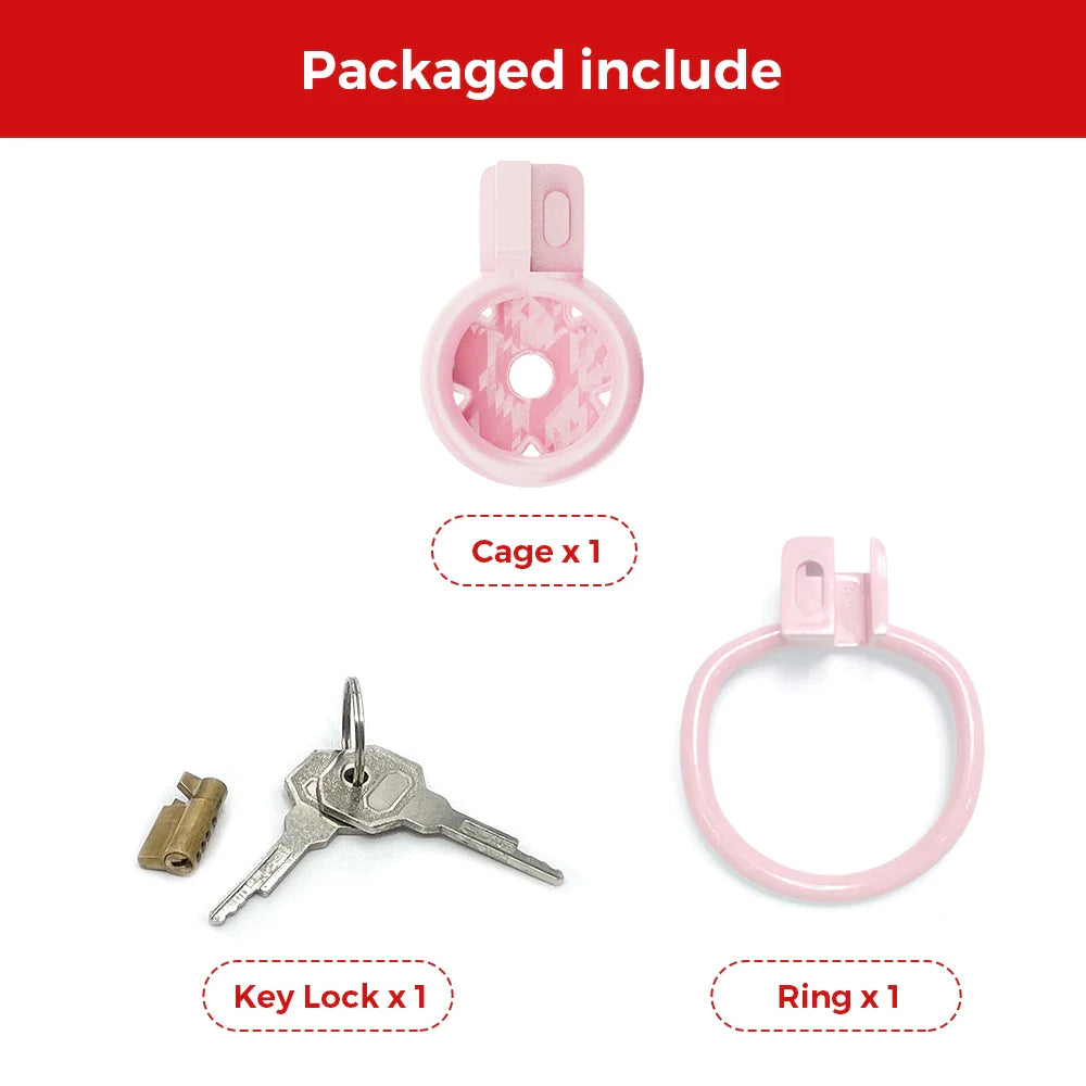 Pink Sakura Flat Chastity Cage For Sissy 3D Printed Micro Cock Cage For Ladyboy Femboy Crossdresser