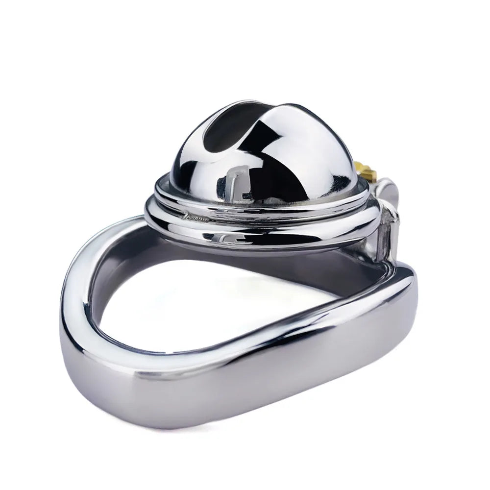 Small Compact Chastity Cage with Wild Urine Hole Micro Metal Cock Cage For Long Term Permanent Chastity