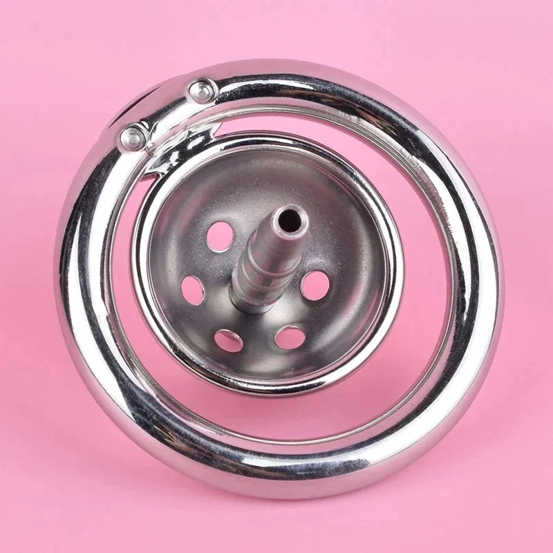 Super Tiny Chastity Cage with Metal Urethral Tube Hemisphere Stainless Steel Small Compact Cockcage