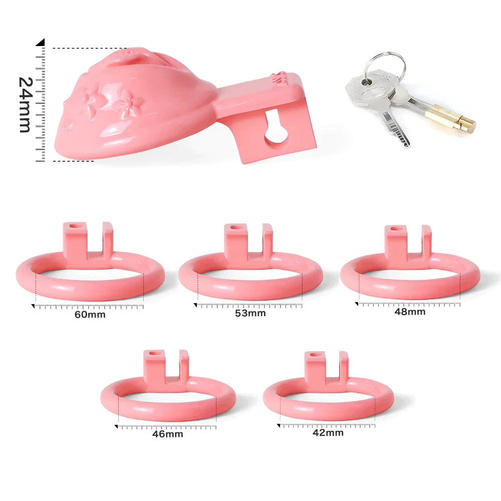 Small Pink Pussy Chastity Cage For Sissy Tiny Clitoris Cock Cage For Ladyboy Femboy Gay Transgender