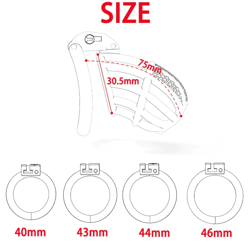 Short/Long Plastic Chastity Cage Set with 4 Penis Rings 3D Printed Cock Cage For Cuckhold Chastity Device