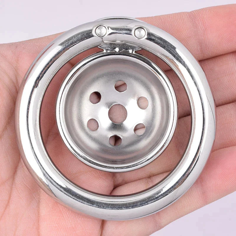 Super Tiny Chastity Cage with Metal Urethral Tube Hemisphere Stainless Steel Small Compact Cockcage