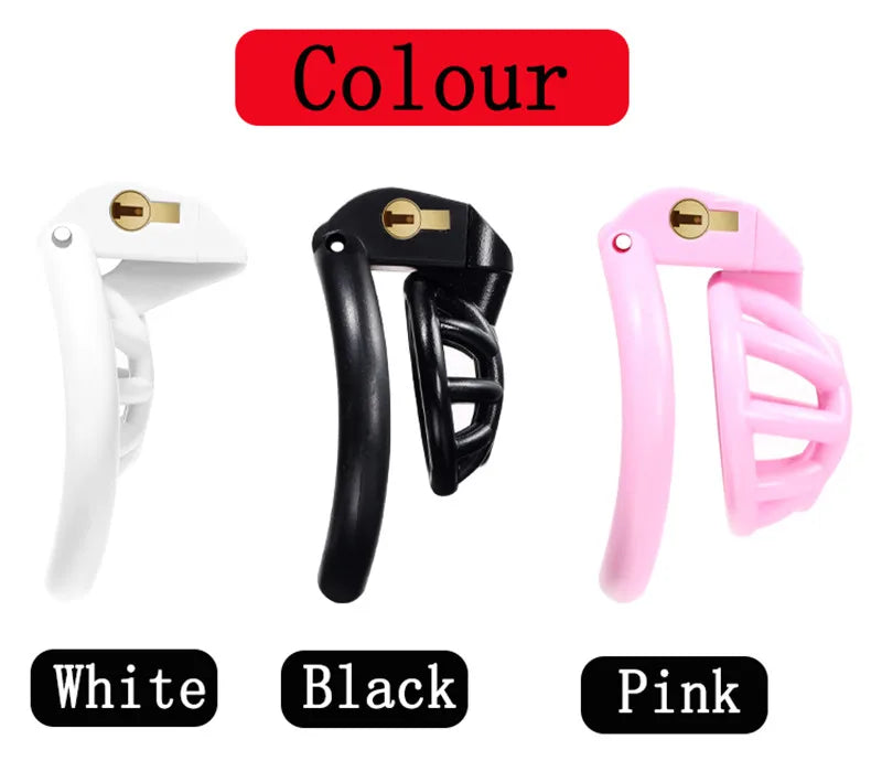 Negative/Micro/Small Resin Chastity Cage Set with 4 Rings - Black/White/Pink Inverted Cock Cage