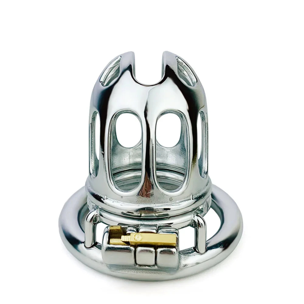 Stainless Steel Cobra Chastity Cage with Big Urine Hole Metal Cock Cage For Men Anti-Escape Anti-Masturbation