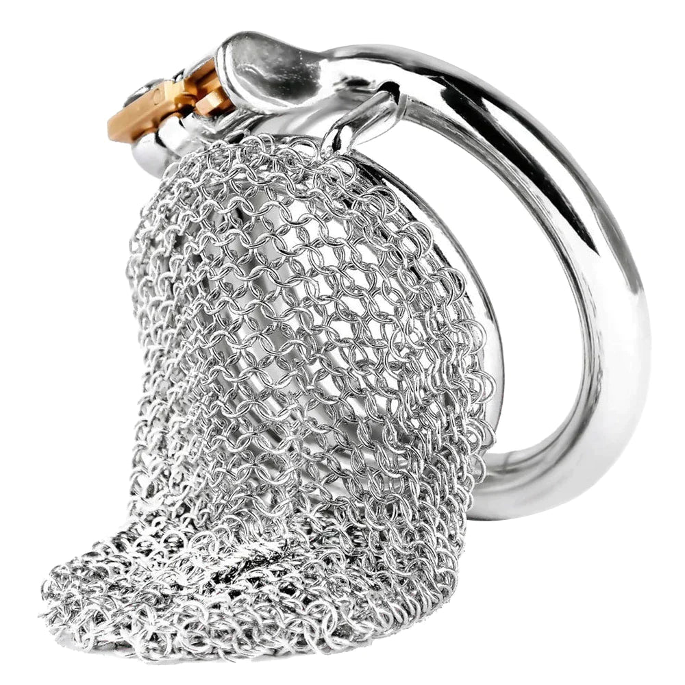 Soft Metal Fishnet Chastity Cage Stainless Steel Mesh Gauze Cock Cage For Male Long-term Permanent Chastity Training - 68mm