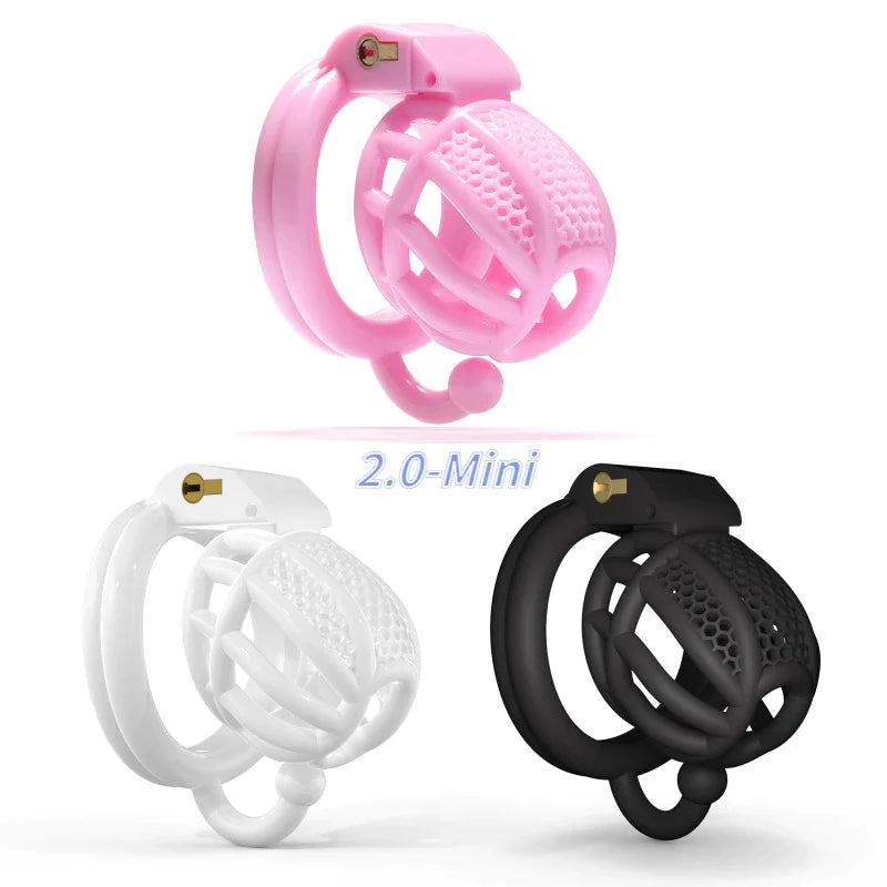 Upgraded Mini Cobra Chastity Cage with Ball Separator Hook - Black/Pink/White