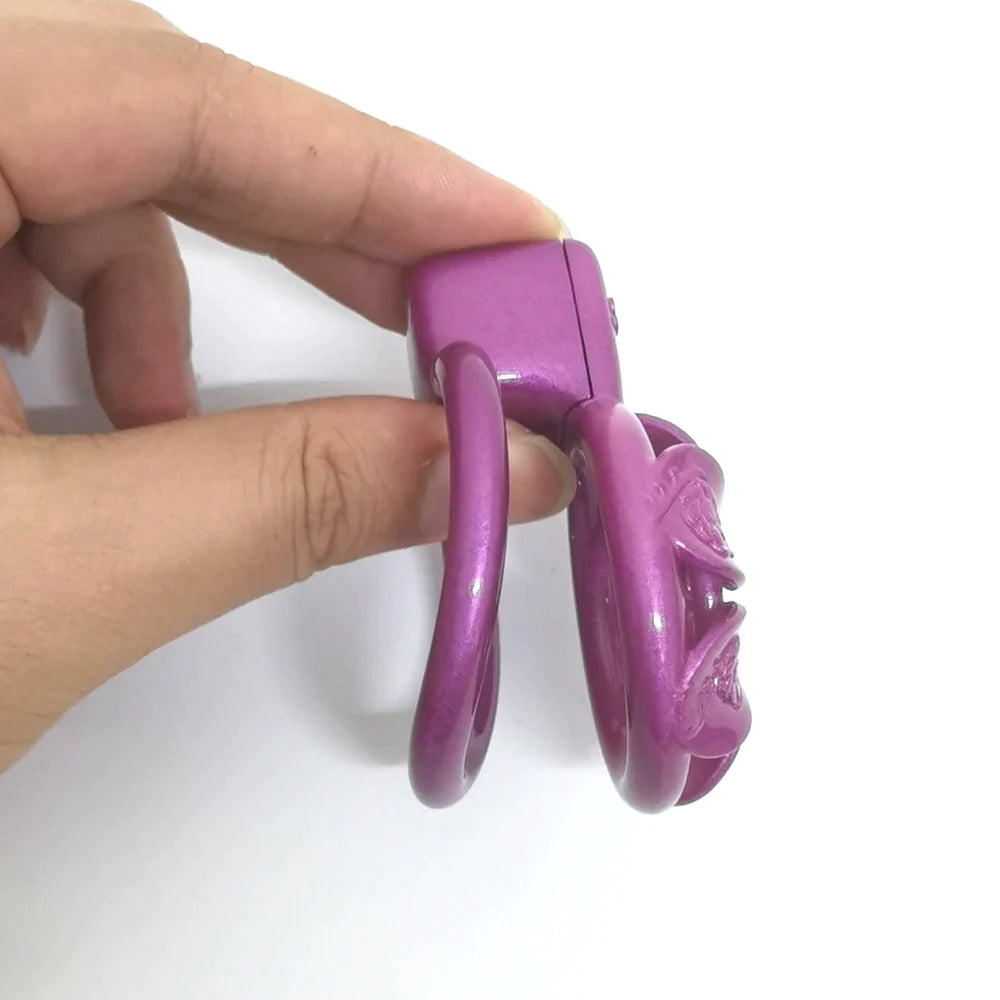 3D Printed Tiny Purple Flower Chastity Cage For Sissy Cute Flat Micro Cock Cage For Ladyboy Femboy Gay