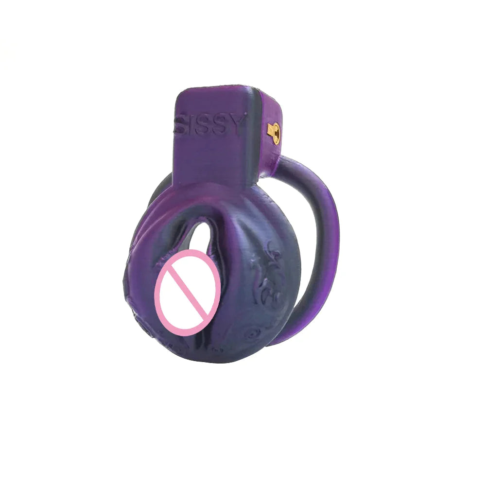 Purple Laser Clit Chastity Cage For Sissy 3D Printed Resin Pussy Vagina Shape Cock Cage For Femboy Ladyboy