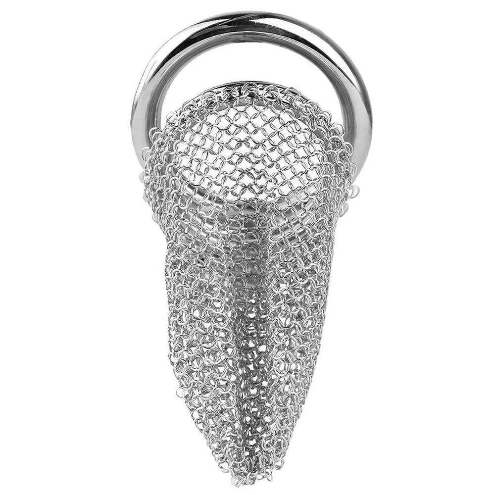 Soft Fishnet Metal Chastity Cage Comfortable Mesh Penis Sleeve Cock Cage For Men Permanent Chastity- 90mm